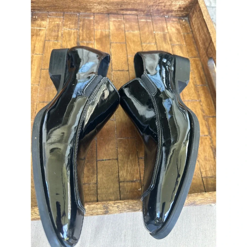 Calvin‎ Klein Mens Gregory Black Patent Leather Square Toe Slip On Loafers 10M